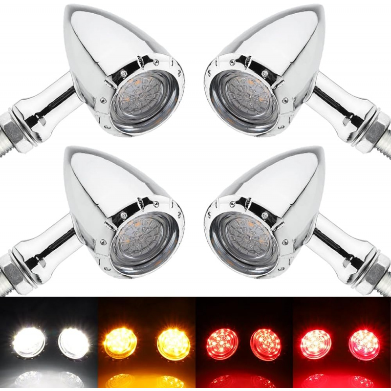 Bike Light Front Rear - Motorcycle Bullet LED Front Rear Turn