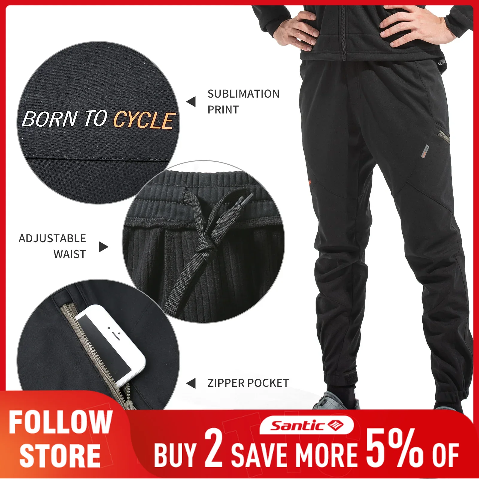Cycling Commute Pants - Santic Casual Cycling Pants Men's Winter