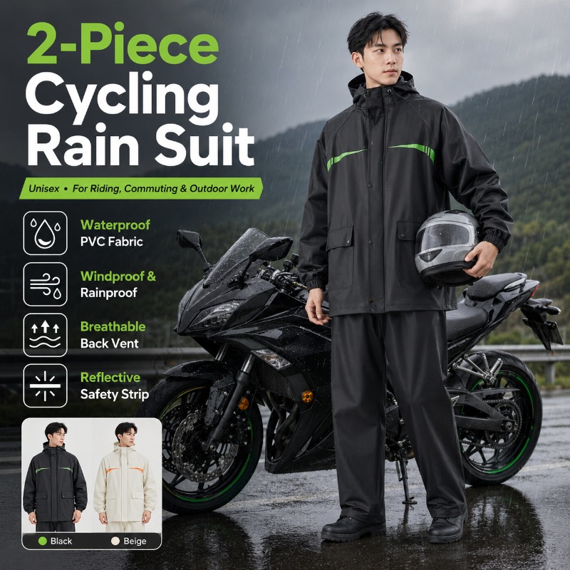 Cycling Commute Pants - Unisex 2-Piece Waterproof Cycling Rain Suit