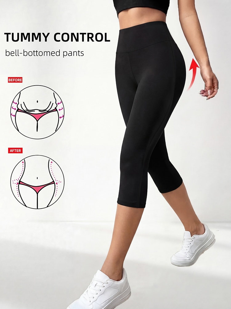 Cycling Commute Pants - Women's High-Waisted Seven-Point Sports Yoga Pants,